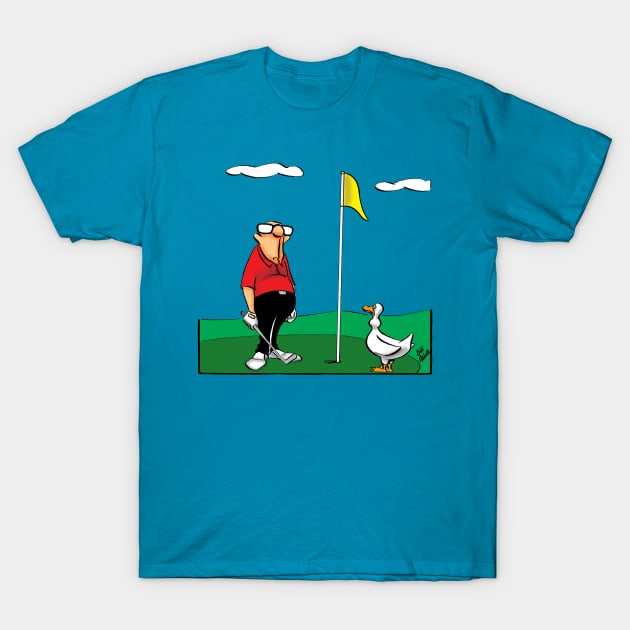 Funny Spectickles Golf Goose Cartoon Humor T-Shirt by abbottcartoons